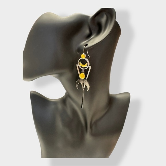 4/$25 - 
 Gold and Silver Hanging Abstract Earrings - Picture 3 of 3